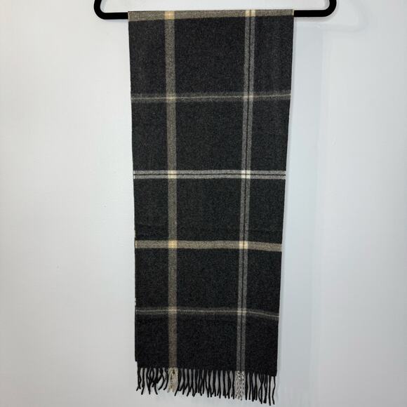 Jos A Bank Cashmere Grey Checked Scarf Classic Luxury Men's - Picture 1 of 9